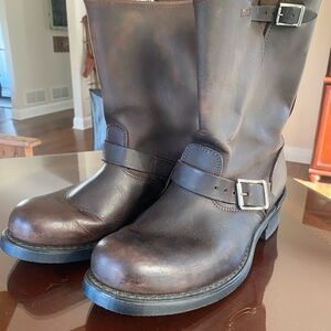 Frye Dark Brown Leather Men's Engineer Moto Boots Size 8.5